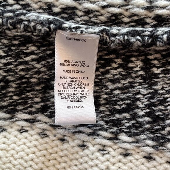 EXpress Womens Cardigan Small Black White Merino Wool Blend Stripe Flowy 16832 - Picture 4 of 8